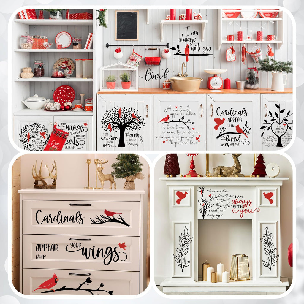 BBTO 12 Sheets Christmas Rub on Transfers for Crafts and Furniture Christmas Rub on Transfer Stickers Winter Rub on Decals for Wood DIY Paper Home Decor, 5.5 x 5.7 Inch(Bird)