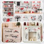 BBTO 12 Sheets Christmas Rub on Transfers for Crafts and Furniture Christmas Rub on Transfer Stickers Winter Rub on Decals for Wood DIY Paper Home Decor, 5.5 x 5.7 Inch(Bird)