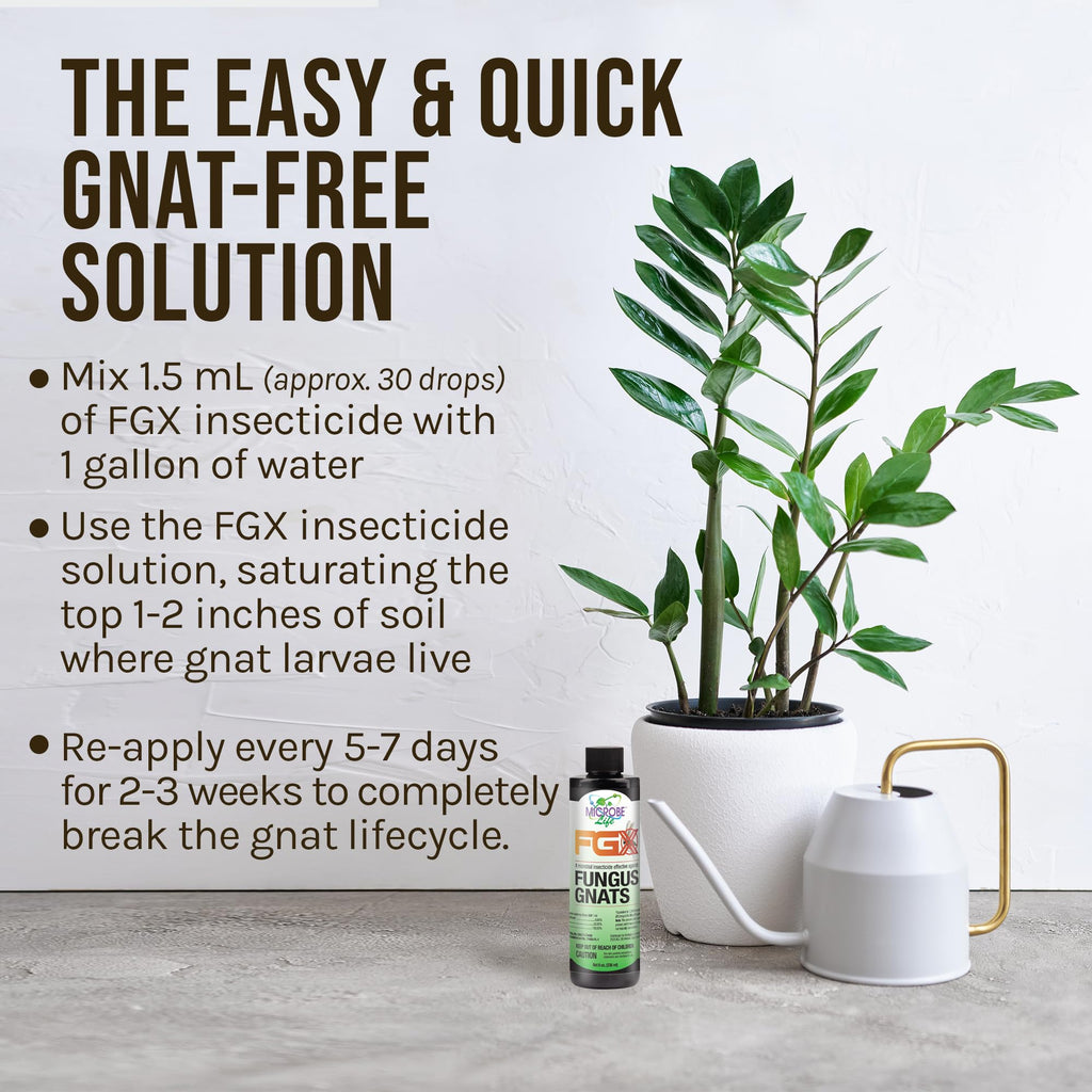 Microbe Life Hydroponics FGX Fungus Gnat Killer, Natural BTi Pest Control for Plants, Indoor Plant Pest Control to Get Rid of Gnats in Houseplants, Safe for Pets & People, 8 Fl Oz