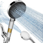 SR SUN RISE NSF Certified Filtered Shower Head with Handheld for Hard Water to Remove Chlorine High Pressure 9-Spray Setting (with Power Wash) Anti-Clog Nozzles (1 Filter, Chrome Silver)