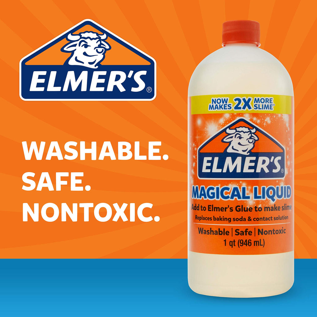 Elmer's Magical Liquid Slime Activator Solution, Updated Formula for Double Slime Output, Safe and Washable, 1 Quart