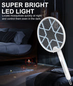 MOSQZAP Electric Fly Swatter 2 Pack, Foldable Bug Zapper Racket USB Rechargeable Fly Zapper Mosquito Zapper Racket w/Hands-Free & Handhold Modes, Outdoor/Indoor Killer for Flies, 3,500 Volt
