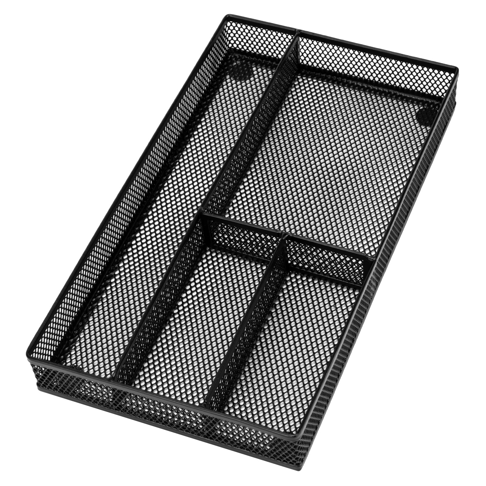 Desk Drawer Organizer Tray,Drawer Organizer for Office and Home,Desk Organizer with Drawers,4 Compartments,Non-Slip Desk Organizers and Accessories for Stationery Makeup School (Black)