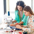 KPCB Tech Sewing Machine for Beginners [Full Set] with Finger Guard and Fabric Bundles - Mini Sewing Machine with Sewing Kits, Foot Pedal, US Adapter and Extension Table
