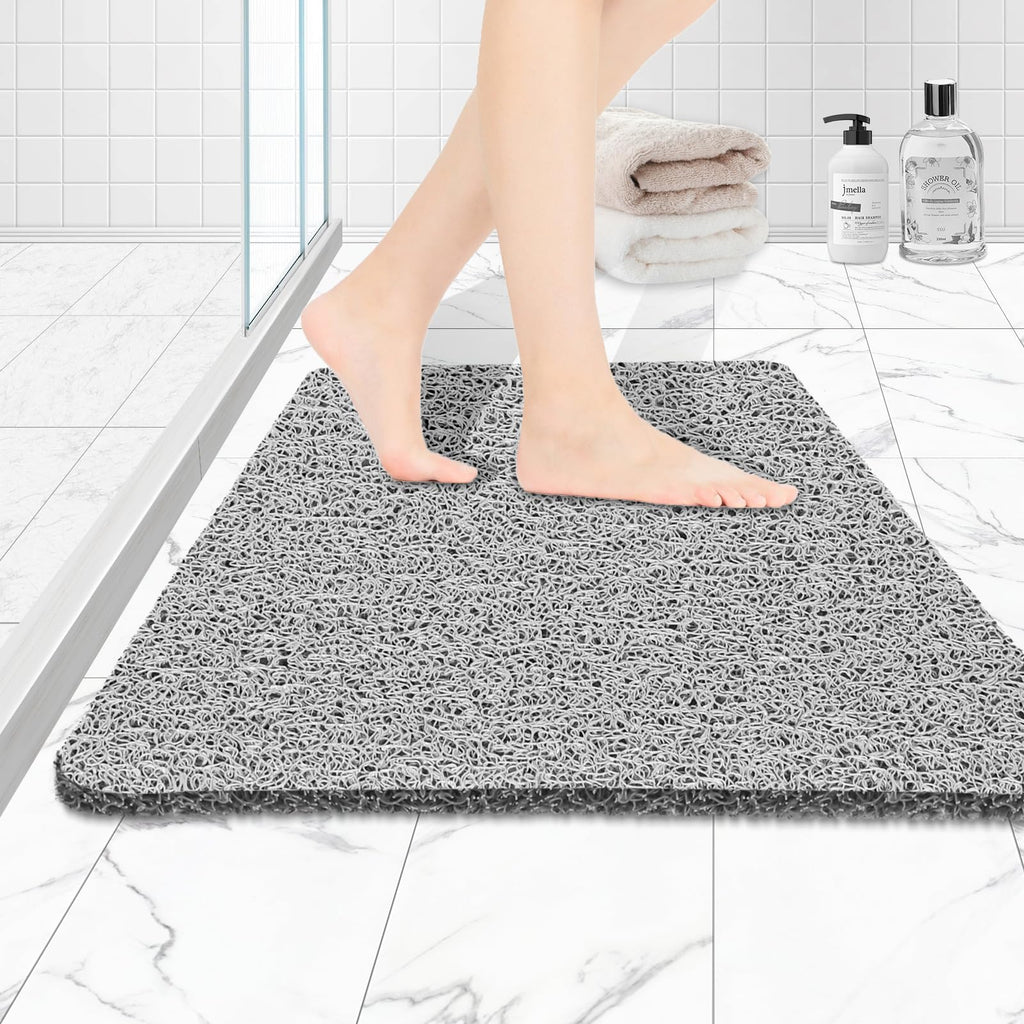 Joyhalo Shower Mats for Showers Anti Slip for Elderly, 24'' x 24'' Non Slip Bath Mat for Inside Shower, Bath Tub Mats for Bathroom Non Slip for Shower, PVC Loofah Bathroom Mats, Grey