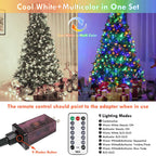 82FT 200 LED Color Changing Christmas String Lights with Remote & Timer & Memory Function, 9 Lighting Modes Waterproof Fairy String Lights for Xmas Tree Holiday Party Garden (Cool White & Multicolor)