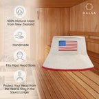 Halsa Sauna Hat, Natural Wool Sauna Cap for Men and Women, USA Flag, Eco-Friendly Insulating Headgear for Spa, Steam Room, Banya, Bathhouse - Comfortable, Breathable, Handmade - One Size Fits All