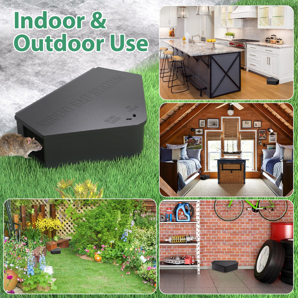 Anblak 2 Pack Rat Station Box with Keys, Rodent Station Keeps Rats Away, Keeps Children and Pets Safe, Key Unlocking, Reusable & Long-Lasting, Indoor & Outdoor