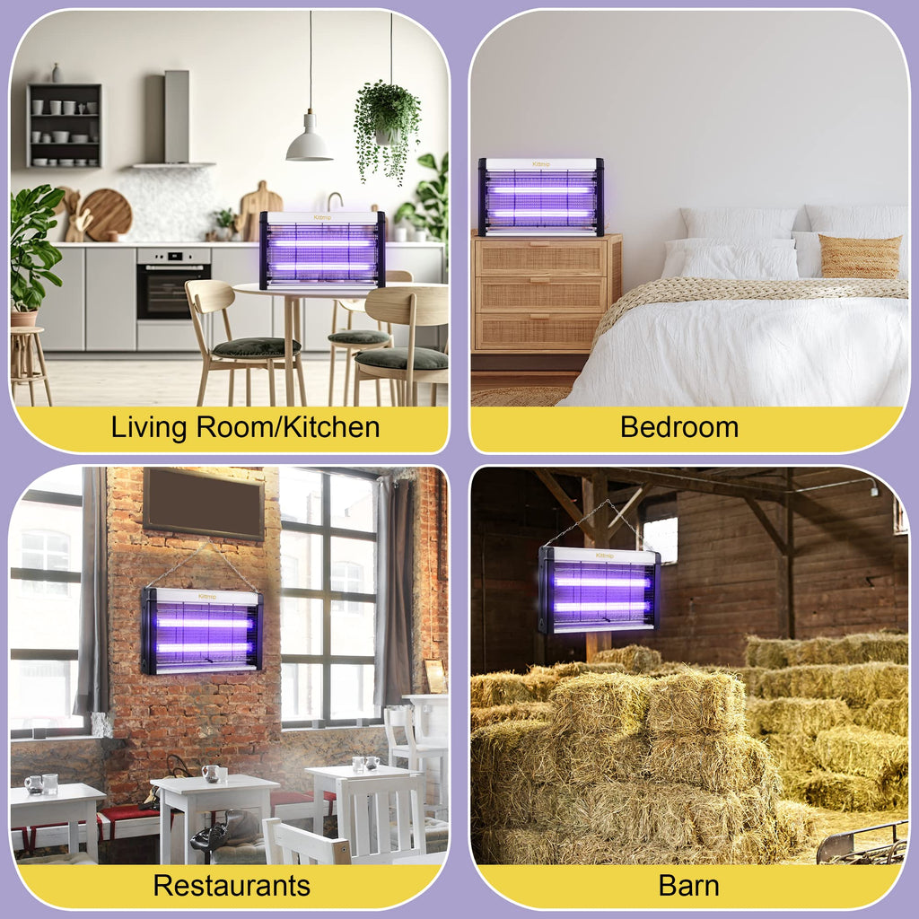 2 Pack Electric Bug Zapper, 20W 2800V Powerful Fly Insect Gnat Traps Fly Killers Catcher Repellent Mosquito UVA Light Electric Zapper for Indoor Home, 4 Extra Replacement Bulbs