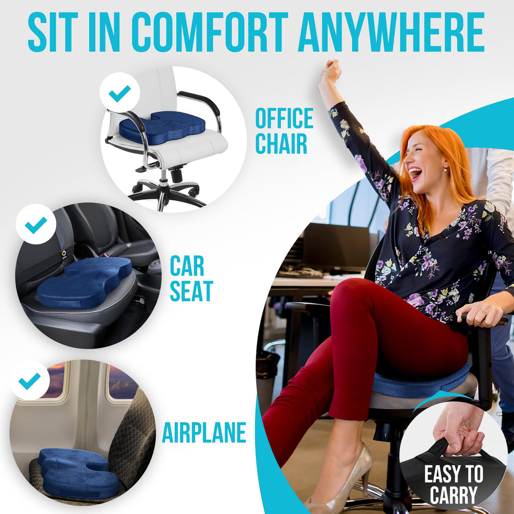 FORTEM Office Chair Cushion and Back Support for Office Chair, Lumbar Support Pillow, Memory Foam, Non Slip Sitting and Back Rest for Gaming, Car Seat Cushion, Chair Pad