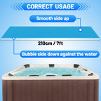 MADHOLLY Spa Hot Tub Cover for Heat Retention - 7×7FT Square 16-Mil Heavy-Duty Bubble Solar Blanket for Preventing Water Evaporation, Easy to Cut and Clean (210 × 210 CM)