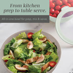 COOK WITH COLOR Mixing Bowls with Lids - 12 Piece Plastic Nesting Bowls Set includes 6 Prep Bowls and 6 Lids, Diamond Design - Microwave Safe (Mint)