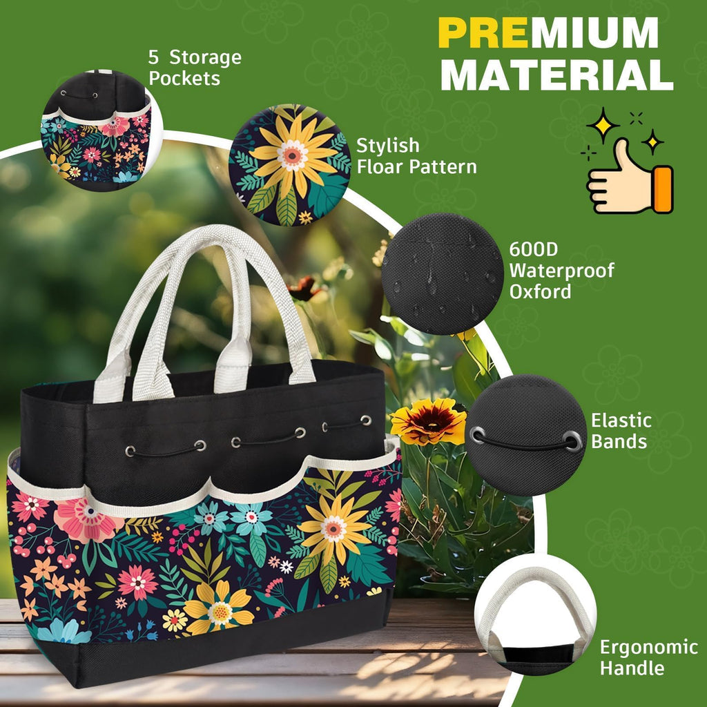 22Pcs Gardening Tools Set for Women Heavy Duty Garden Hand Tool Kit Garden Gifts for Mothers Day Mom Beginner Gardening Accessories with Tote Bag/Shovel/Repotting Mat/Plant Labels/Gloves-Black