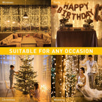 JMEXSUSS 600 LED Christmas Curtain Lights Outdoor, 9.5x19.6ft Christmas String Lights Plug in with Remote, 8 Modes Wall Hanging Lights for Bedroom Party Backdrop Wedding Christmas Decor, Warm White