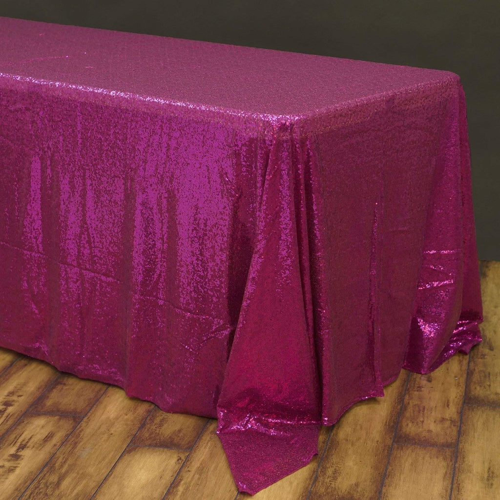 B-COOL 60x102-Inch Rectangle Fuchsia Sequin Tablecloth Glitter Tablecloth Wedding Party Sequin Tablecloth for Christmas