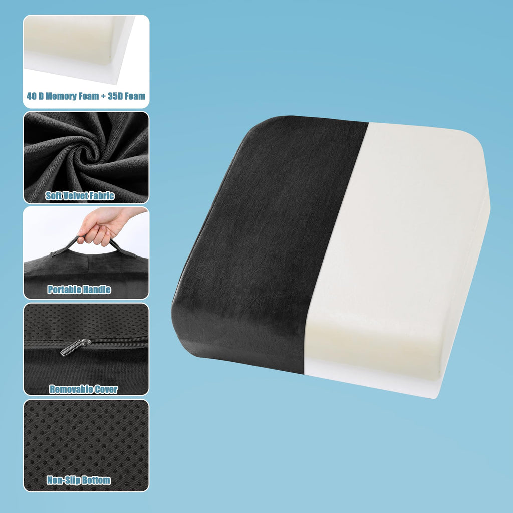 HOMBYS Extra Thick Seat Cushions for Office Chair,Adult Booster Seat for Car,Memory Foam Car Cushion for Height,Chair Cushions for Elderly Wheelchair,Desk Chair Seat Cushion (Black,18x14x6)