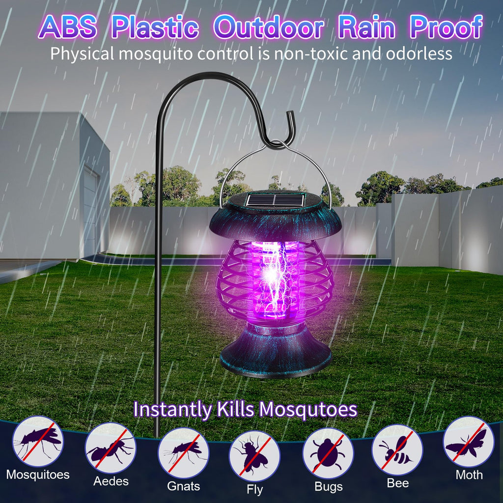 Qualirey Solar Bug Zapper Outdoor Waterproof Mosquito Repellent Outdoor Solar Mosquito Zapper Plastic Ring Bug Lights Insect Mosquito Killer Lamp (Teal Bronze,2 Pcs)