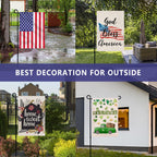 YEAHOME 2PC Garden Flag Stand Holder, Metal Premium Yard Flag Holder Weather-Proof, Powder-Coated Flagpole, Christmas Garden Flag, Winter Garden Flag, American Flag, Outdoor Garden Decor Decoration