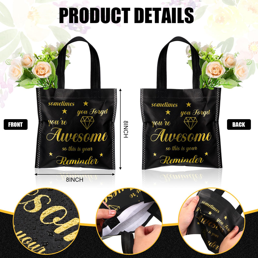 Clysee 50 Pcs Thank You Gift Bags with Handles Bulk Reusable Non Woven Appreciation Employee Appreciation Gift Bags 8 x 8 Inch Inspirational Gifts Bags for Wedding Coworker Retirement Teacher