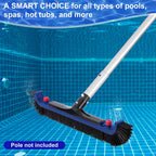 POOLAZA 20'' Pool Brush, Curved Ends Pool Brush Head for Inground Pools with BPT Bristles & EZ Clip, Premium Pool Brushes for Cleaning Pool Walls & Floors, Heavy Duty High-Efficiency Pool Scrub Brush