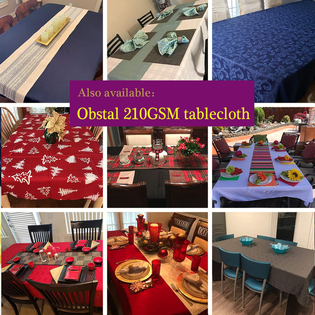 Obstal 210 GSM Round Red Table Cloth - 60 Inch - Oil-Proof Spill-Proof and Water Resistance Microfiber Tablecloth, Decorative Fabric Table Cover for Christmas Holiday Party (Rio Red, 60 Inch Diameter)