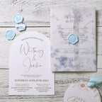 UNIQOOO Wax Seal Stickers - Eucalyptus Wedding Invitation Envelope Seal Stickers, 50 Pcs Self- Adhesive Light Blue Stickers, Perfect for Invitation, Christmas, Gift Wrapping