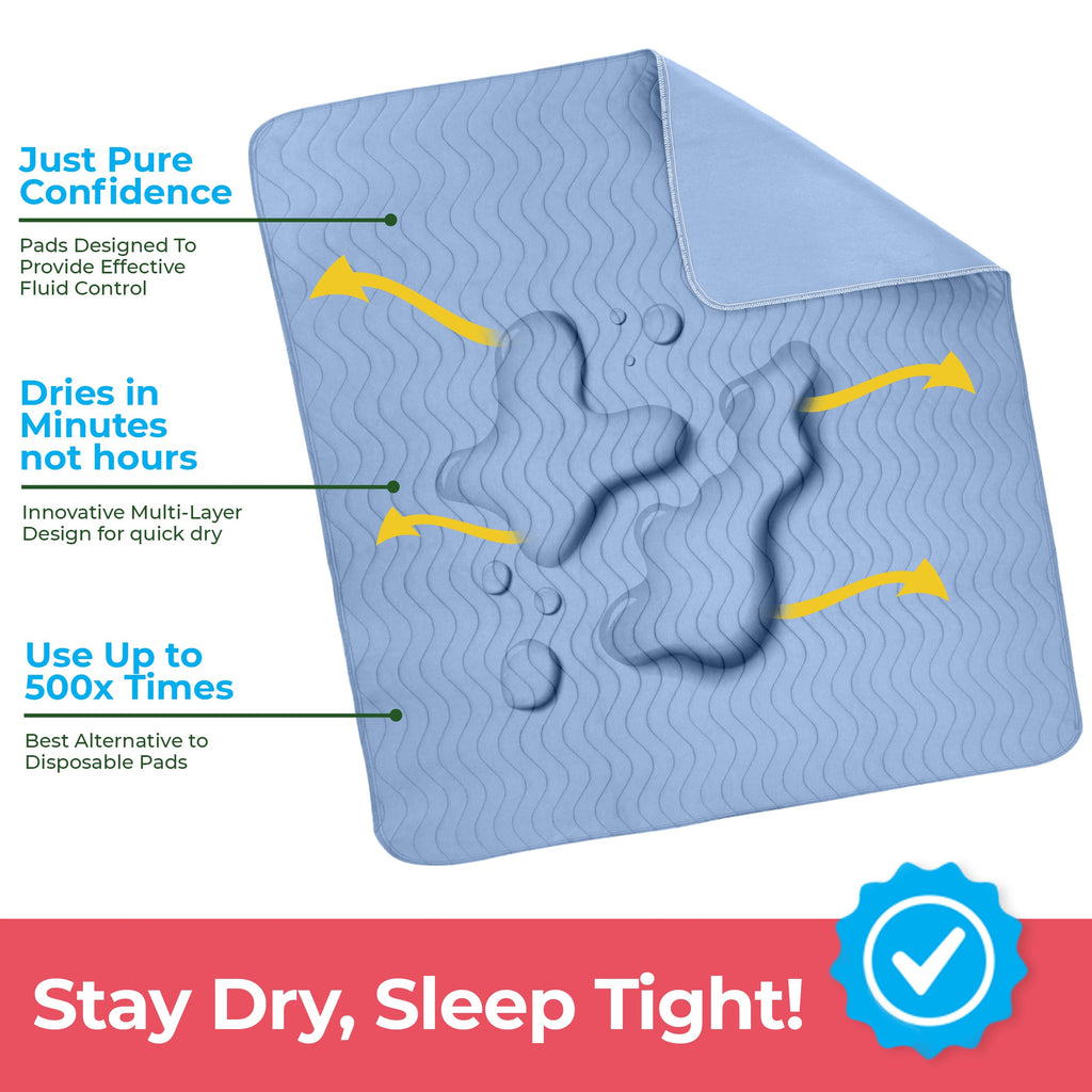 Utopia Bedding Waterproof Incontinence Bed Pads 18 x 24 Inches (Pack of 80, Blue), Washable and Reusable Underpads for Adults, Elderly and Pets, Absorbent Protective Pads
