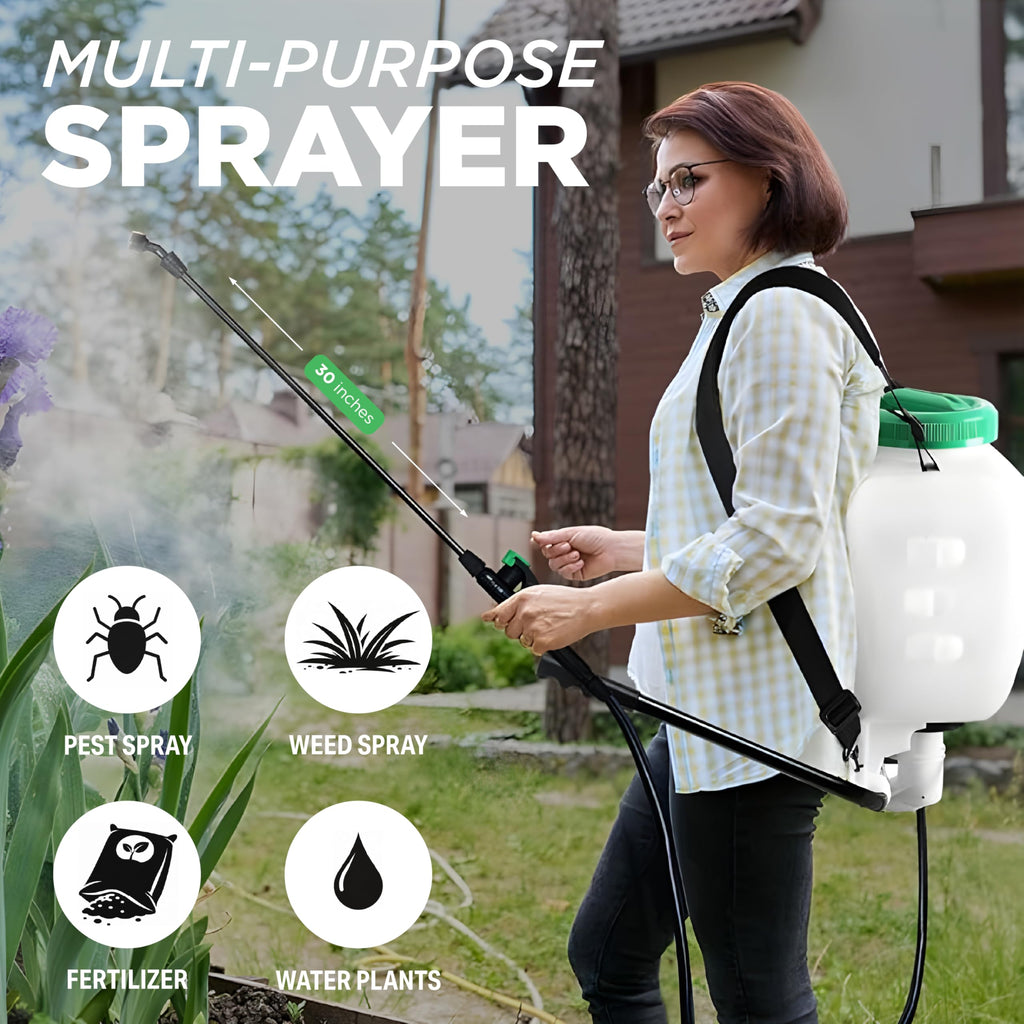 REALWORK 4-Gallon Backpack Sprayer with Padded Shoulder Strap for Pests & Weeds, Watering Garden, and Spraying Plants, in Translucent White
