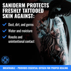 Saniderm Tattoo Aftercare Bandage (Personal Roll, 10.2 in x 2 yd) – Convenient, Faster Tattoo Healing and Protection – Sterile, Waterproof, and Latex-Free