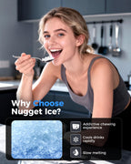 CyberChill Nugget Ice Maker Countertop 44lbs Per Day Pebble Sonic Ice Makers Machine Chewable Pellet Ice with Self-Cleaning Removable Water Tank See Through Window for Home/Kitchen/Office