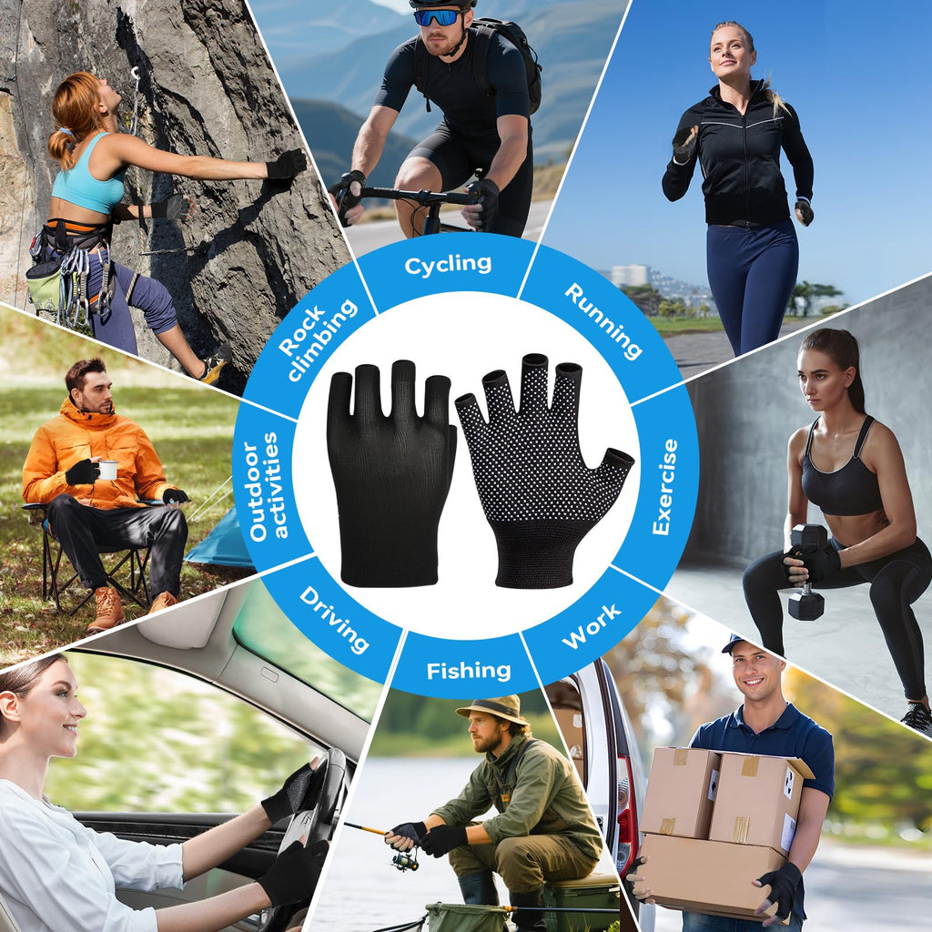 Winter Touchscreen Gloves for Women and Men, Anti-Slip Light Weight Half-Finger Gloves for Hiking, Warm Glove Cycling Driving, Cold Weather, Running, Outdoor Sports, Daily Work(5 fingers-2 Pairs)