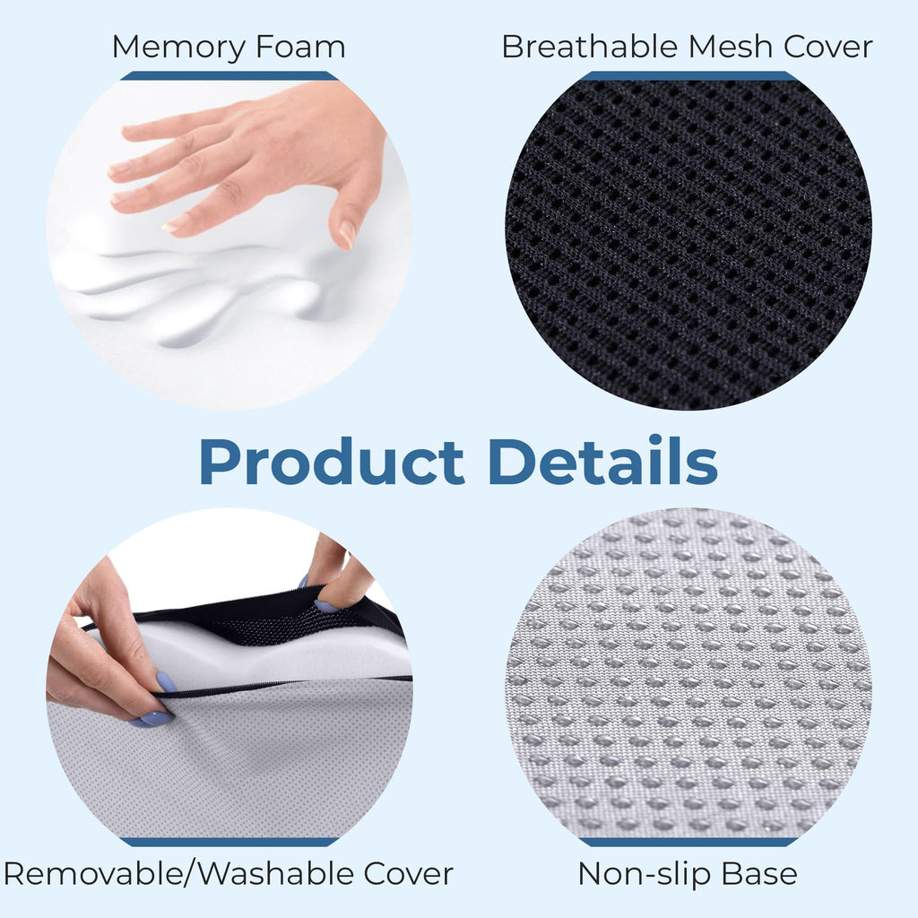 5 STARS UNITED Seat Cushion for Desk Chair - Tailbone, Coccyx Sciatica Pain Relief - Office Chair Cushions - Wheelchair Cushions - Car Seat Cushions - Pressure Relief Lifting Cushions