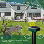 Deer Repellent Devices, Sonic & Solar-Powered Outdoor Deer Deterrent for Garden Plants, 7000 Sq Ft Coverage, Waterproof Sonic Repeller to Keep Deer and Rabbits Away (4)