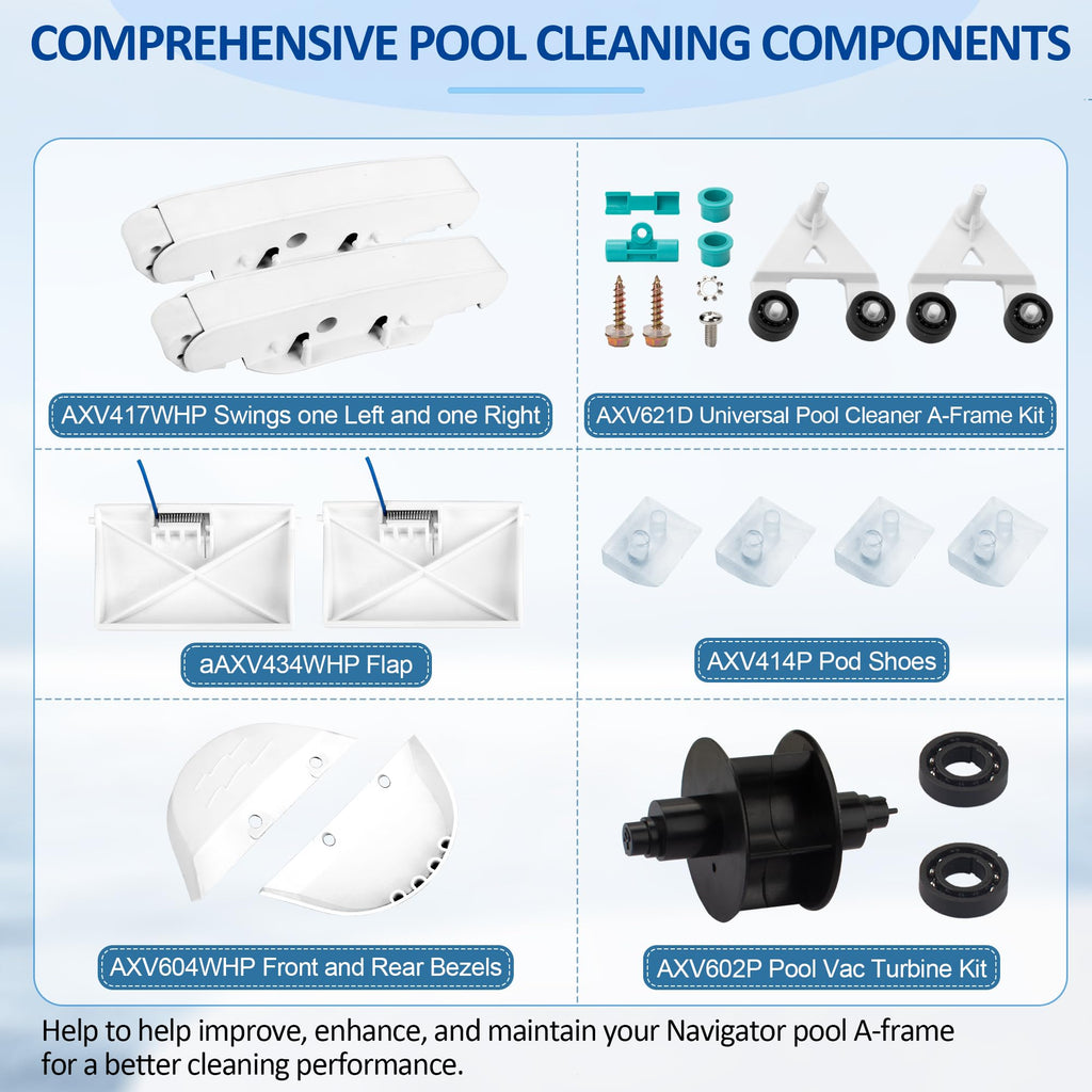 ChangTa Pool Cleaner Pod Swing Combo Kit, AXV621DAT Pool Vac A-Frame/Turbine Tune-Up Rebuild Kit + AXV417WHP Pod + AXV604WHP Bezel + Shoes + Flaps for Hayward Pool Vac, Navigator, Ultra, Aqua Bug