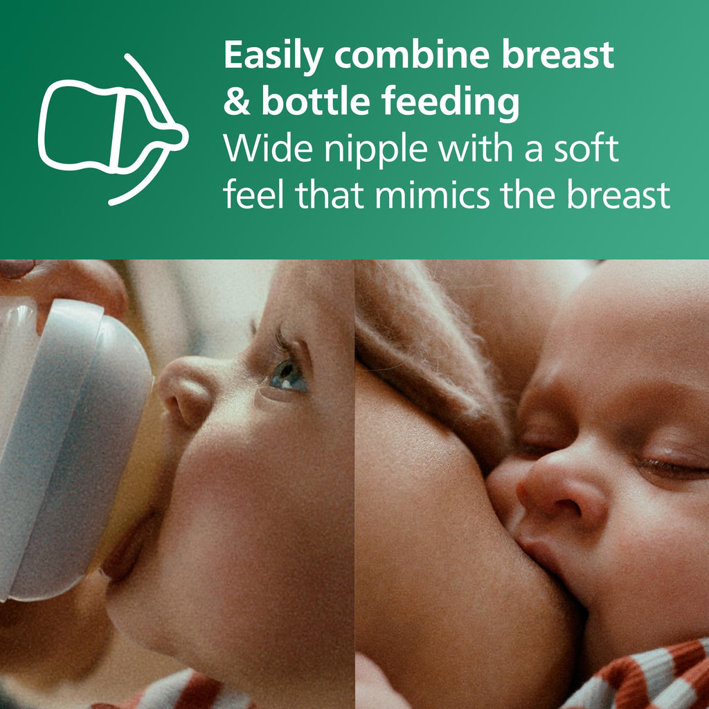 Philips Avent Natural Glass Baby Bottles with Natural Response Nipples (Medium Flow, Flow 3), 8oz, 4-Pack, SCY913/04