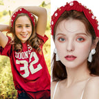 Baseball Top Knot Headband for Women & Girls - Wide Knotted Jeweled Accessory for Game Day, Sports Fan, Mom, Halloween & Christmas Gifts (Red)