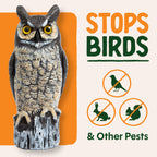 Dalen Large Fake Owl Decoy to Scare Birds Away - 16 in Hand-Painted Great Horned Owl Garden Scarecrow for Natural Pest Control - Fixed Head Design - Secure Upright by Filling with Sand/Gravel Only