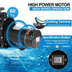 Leomru 2 HP Pool Pump 6800 GPH Self Priming in/Above Ground Swimming Pool Pump 110V/220V Dual Voltage Single Speed Pumps with Strainer Basket 6Pcs Connectors