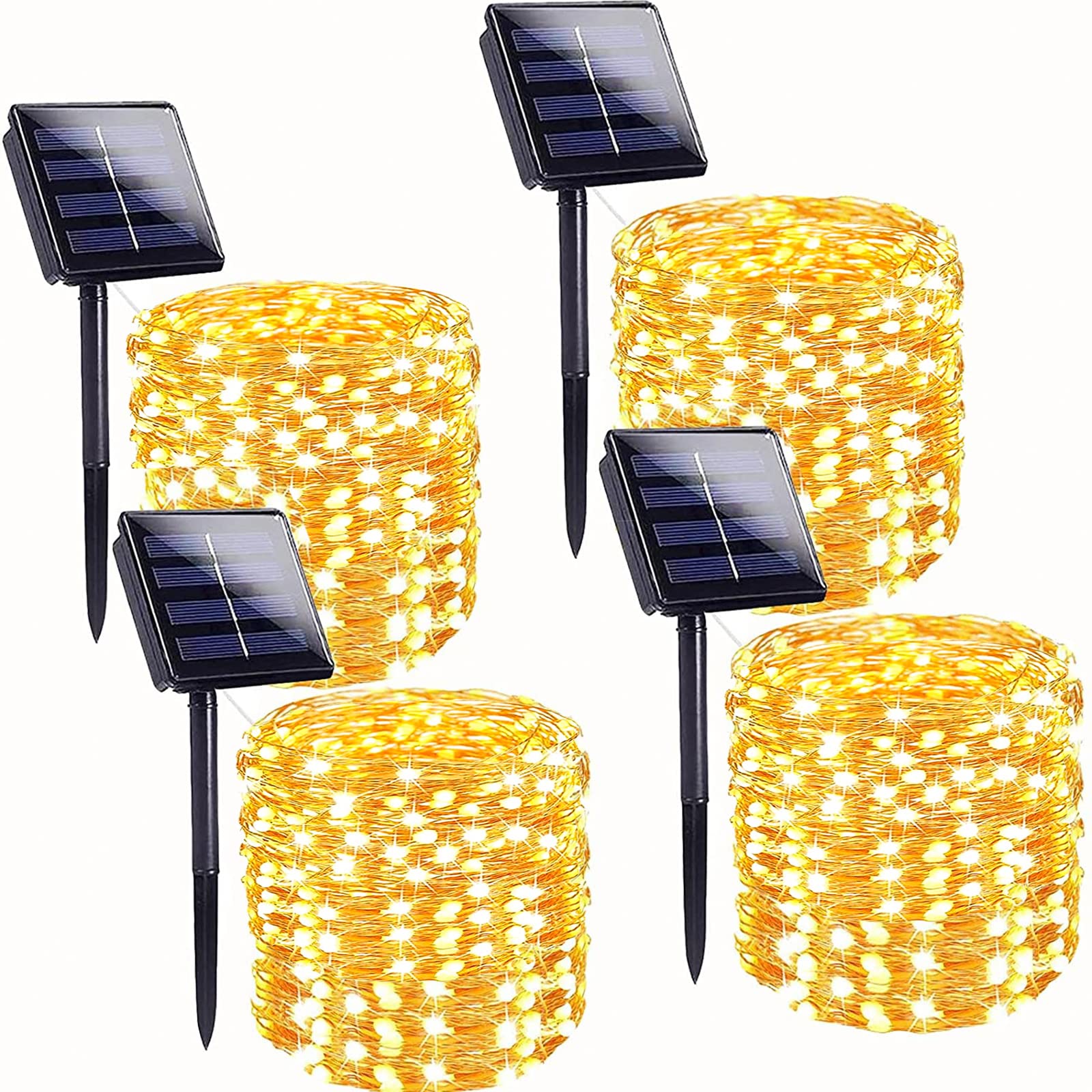 4-Pack 160FT 400 LED Solar String Lights for Outside, Solar Christmas Lights Outdoor with 8 Modes, Twinkle Solar Fairy Lights for Tree Christmas Wedding Party Decorations Garden Patio (Warm White)