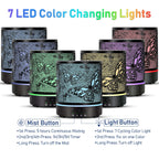 Essential Oil Diffuser for Large Room - 300ml Metal Black Aromatherapy Diffuser Electric Ultrasonic Cool Mist Difusor with Auto Shut-Off, 4 Timer & 7 Colors Night Light for Home Office (Butterfly)