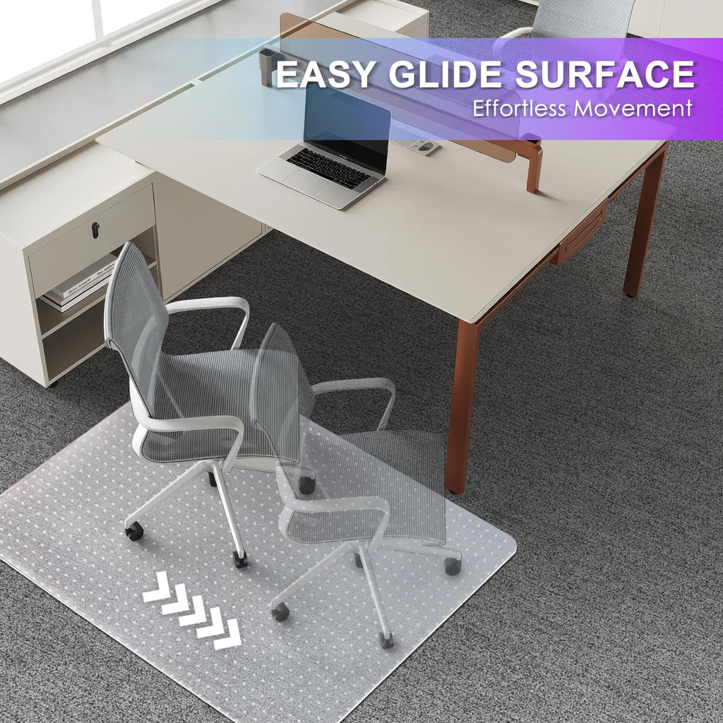 Vicwe Office Chair Mat for Carpet, 32'' x 48'' Computer Desk Chair Mat for Carpeted Floors, Easy Rolling Hard Mat for Office Chair on Carpets, Anti-Slip Carpet Protector Mat Clear, Ship Flat
