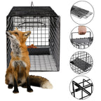 Toriexon Large Live Catch Animal Traps Black 51 X19 X17 Inch, Easy to Set and Release Live Animal Trap, Collapsible Large Animal Catcher Cage for Large Dogs, Foxes