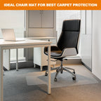 Thickened Chair Mat for Carpet- 47.5" x 35.5" Low Pile Carpet Protector for Office Computer Desk Chair. Heavy Duty Desk Chair Mat for Carpeted Floors