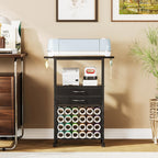 VENNQD Organizer and Storage Stand Compatible with Cricut Machines,Rolling Storage Cart/Shelf with 24 Vinyl Roll Holders，2 Fabric Drawer,Accessories Holder,Tool Hook for Craft Room Home (Black)