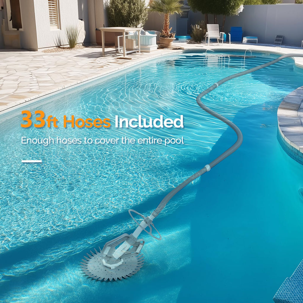 VINGLI Pool Vacuum Cleaner Automatic Sweeper Swimming Pool Creepy Crawler Vacuum with 33FT Hoses (Gray&White)