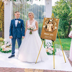 SunyesYoon Display Golden Easel Stand - 63" Artist Instant Tripod Collapsible Portable Floor Easel - Adjustable Art Poster Easy Folding Metal Stand for Display Show, Wedding, Painting