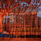 Twinkle Star 300 LED Window Fairy Curtain String Lights, 8 Modes Fairy Lights for Halloween Christmas Bedroom Wedding Party Home Garden Outdoor Indoor Wall Decorations, Orange, 2 Pack