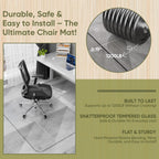 Furnbar Office Chair Mat for Carpet & Hardwood, Upgraded 29" x 48" Dual Use Tempered Glass Chair Mat for Chair and Footrest Under Desk