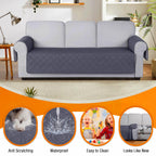 VANSOFY Couch Cover, Waterproof Sofa Covers for 3 Cushion Couch Washable Slipcover Furniture Protector Non-Slip Couch Cover for Dogs, Pets(Sofa, Neutral Gray)