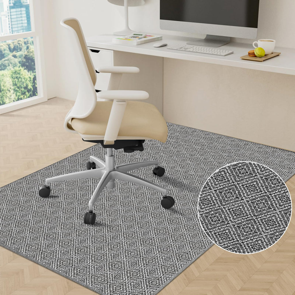 KMAT Office Chair Mat, 36x48in Heavy Duty Hardwood/Tile Floor Protector, Floor Mat Computer Desk Mat for Rolling Chairs, Work, Study, Office, Grey